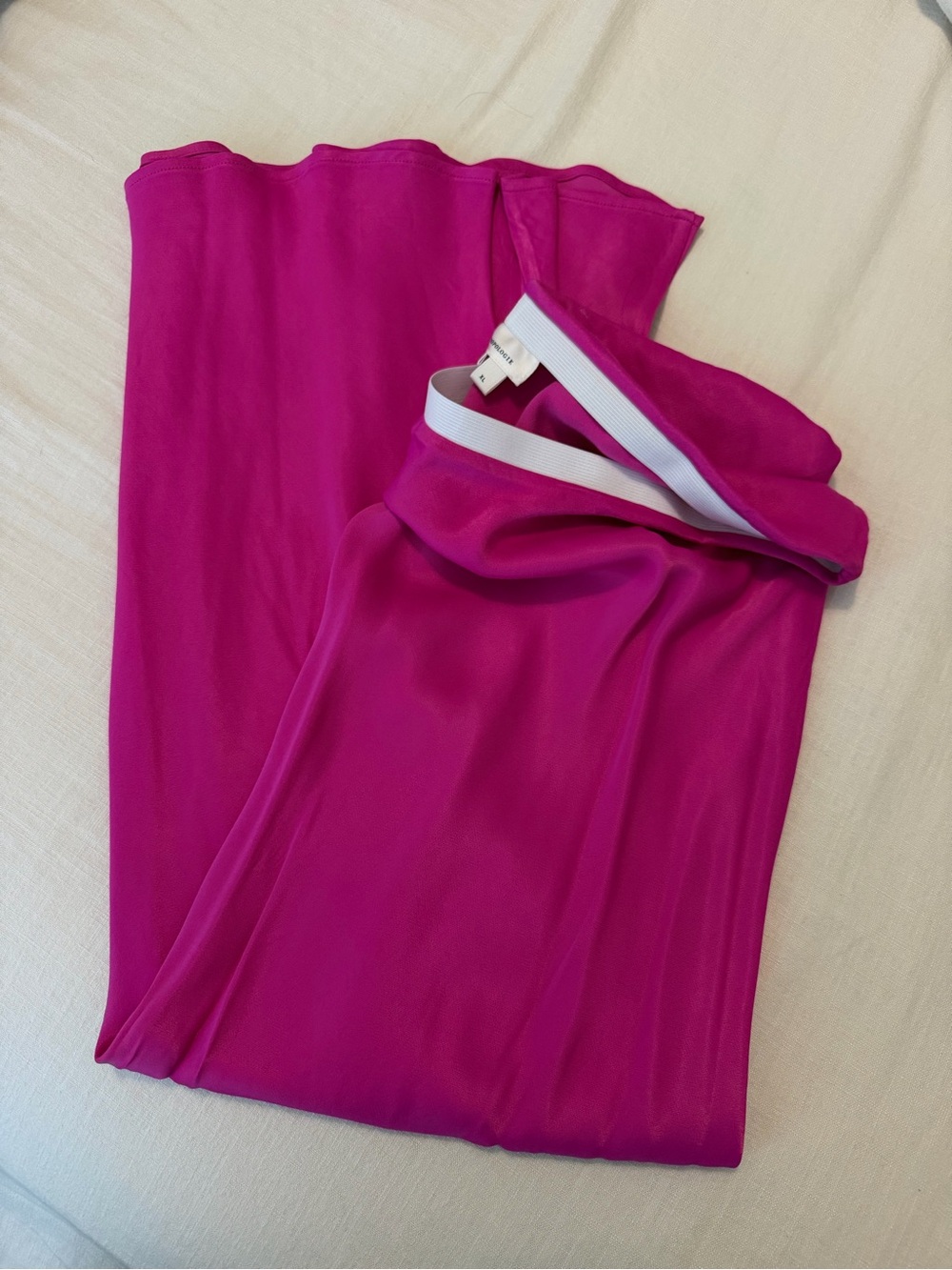 Anthropologie Fuchsia Midi Satin Skirt
